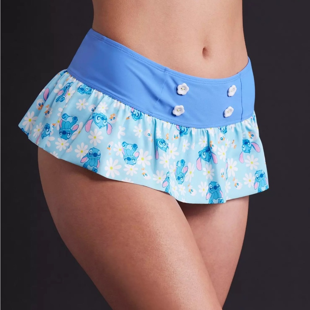 Disney Stitch & Ducks Floral Skirted Swim Bottoms Hot Topic